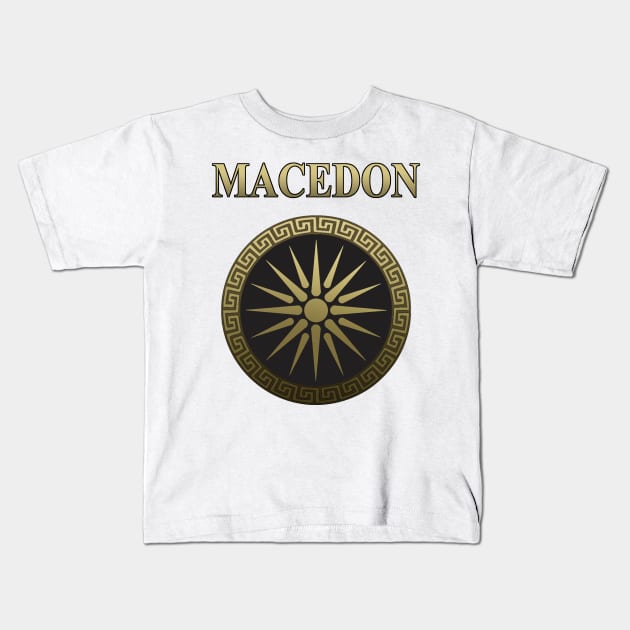 Ancient Macedon Shield Alexander the Great Kids T-Shirt by AgemaApparel